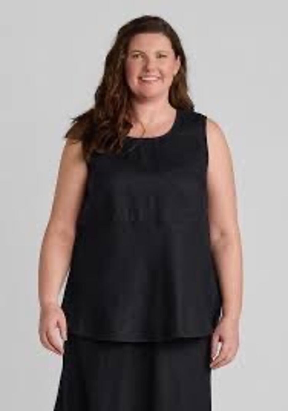 FLAX Flowing Tank 100% Linen Black Sleeveless Top M NWOT Lagenlook Minimalist